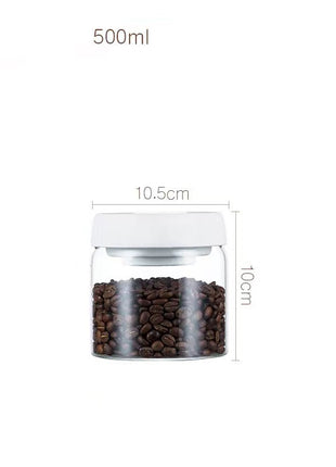 Vacuum Sealed Jug Set Black Coffee Beans Glass Airtight Canister Kitchen Food Grains Candy Keep Good Storage Jar Set Kitchen Gadgets