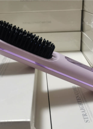 2 In 1 Straight Hair Comb Wireless Hair Straightener Brush Hair Fast Heating Portable Hot Curler USB Charging