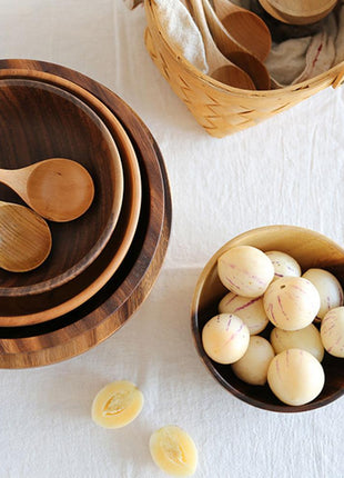 Kitchen Natural Wooden Bowl Household Fruit Bowl Salad Bowl For Home Restaurant Food Container Wooden Utensils Note The Size Hot