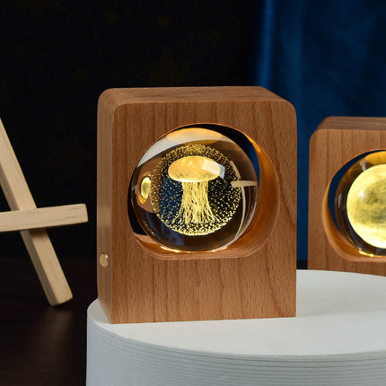 3D Laser Engraved Crystal Ball LED Night Light