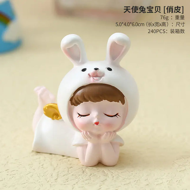 Resin Rabbit Figurine Decorative Home and Office Accent