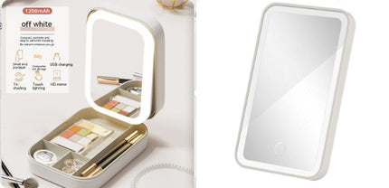 Portable LED Makeup Storage Box – Touch Light Mirror