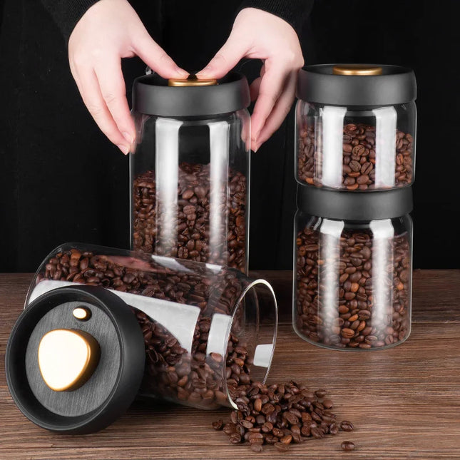 Vacuum Sealed Jug Set Black Coffee Beans Glass