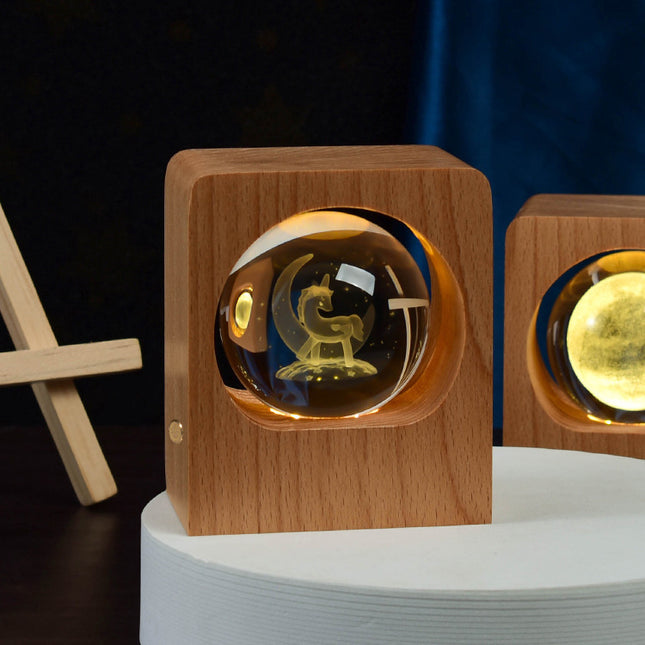 3D Laser Engraved Crystal Ball LED Night Light
