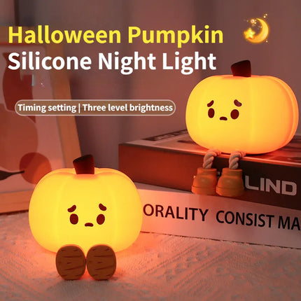 Cute Pumpkin Silicone Night Light – Touch Dimmable