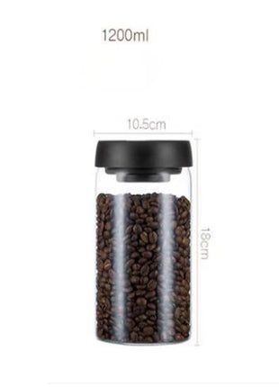 Vacuum Sealed Jug Set Black Coffee Beans Glass Airtight Canister Kitchen Food Grains Candy Keep Good Storage Jar Set Kitchen Gadgets