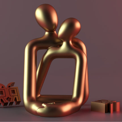 Heartwarming Loving Couple Resin Statue - Modern Home Decor Accent