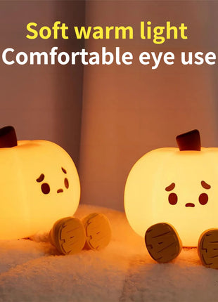 Home Decor Halloween Pumpkin Night Light Cute Soft Silicone Lamp Touch  Dimmable Rechargeable Bedside Decor Light Kids Gifts Halloween Decorations