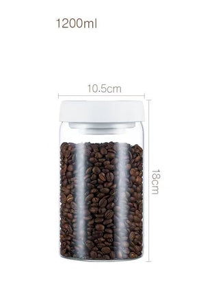 Vacuum Sealed Jug Set Black Coffee Beans Glass Airtight Canister Kitchen Food Grains Candy Keep Good Storage Jar Set Kitchen Gadgets