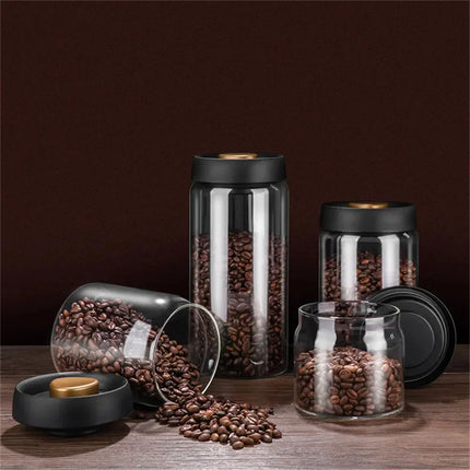 Vacuum Sealed Jug Set Black Coffee Beans Glass