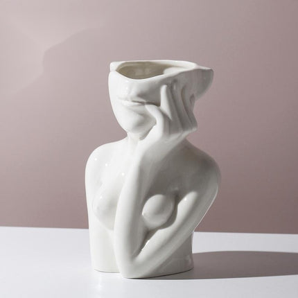 Human Body Shape Ceramic Vase — Effortless Cleaning