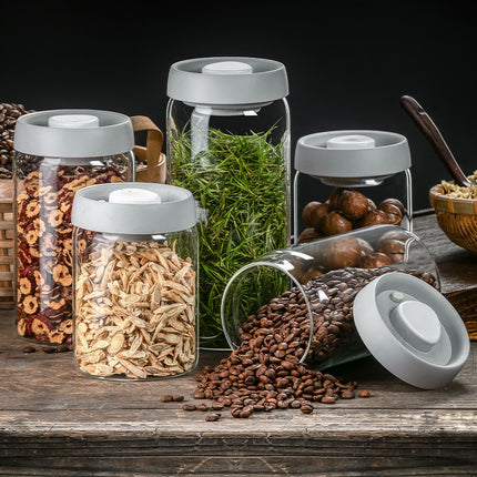 Glass Storage Jar for Coffee and Nuts Vacuum Sealed