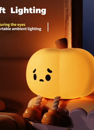 Home Decor Halloween Pumpkin Night Light Cute Soft Silicone Lamp Touch  Dimmable Rechargeable Bedside Decor Light Kids Gifts Halloween Decorations