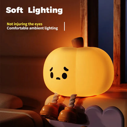 Cute Pumpkin Silicone Night Light – Touch Dimmable