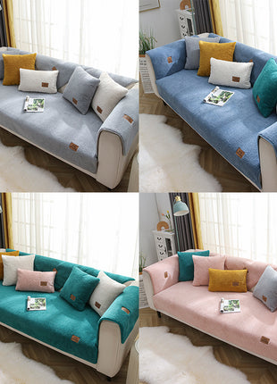 Modern Solid Color Winter Lamb Wool Sofa Towel Thicken Plush Soft And Smooth Sofa Covers For Living Room Anti-slip Couch Cover