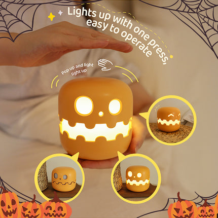 Cute Pumpkin LED Night Light – Halloween Bedside Lamp