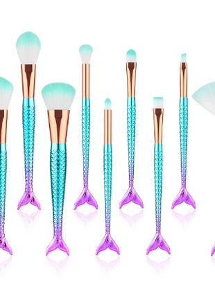 11pcs Makeup Brushes Kit Maquiagem Maquillaje New Mermaid Foundation Eyebrow Eyeliner Cosmetic Makeup Brushes