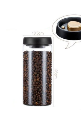 Vacuum Sealed Jug Set Black Coffee Beans Glass Airtight Canister Kitchen Food Grains Candy Keep Good Storage Jar Set Kitchen Gadgets