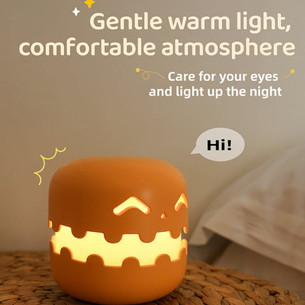 Cute Pumpkin LED Night Light – Halloween Bedside Lamp