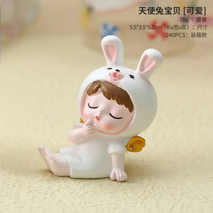 Resin Rabbit Figurine Decorative Home and Office Accent