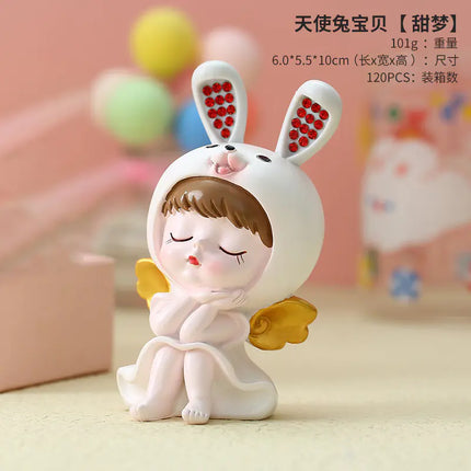 Resin Rabbit Figurine Decorative Home and Office Accent