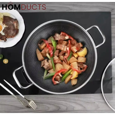 Non-Stick Stainless Steel Honeycomb Frying Pan
