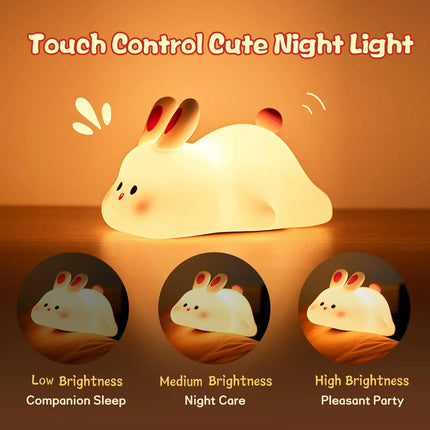 DreamAura™ Bunny Night Light Touch — Soft Glow Bedside Light